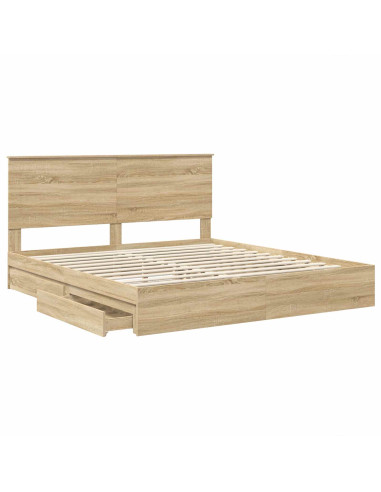 Letto con Contenitore con testiera Rovere Sonoma 180 x 200 cm