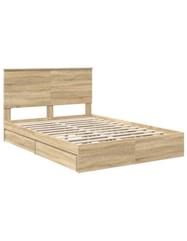 Letto con Contenitore con testiera Rovere Sonoma 160 x 200 cm