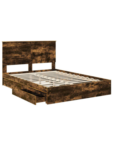 Letto con Contenitore con testiera Rovere fumé 160 x 200 cm
