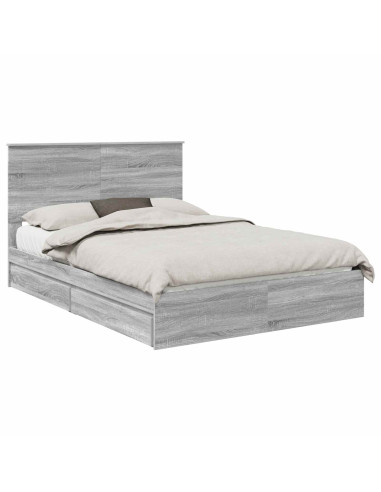 Letto con Contenitore con testiera Grigio Sonoma 160 x 200 cm
