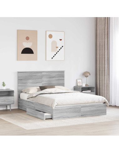 Letto con Contenitore con testiera Grigio Sonoma 160 x 200 cm