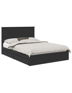 Letto con Contenitore Nero 150 x 200 cm Legno multistrato 2