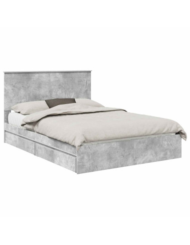 Letto con Contenitore con testiera Grigio cemento 150 x 200 cm