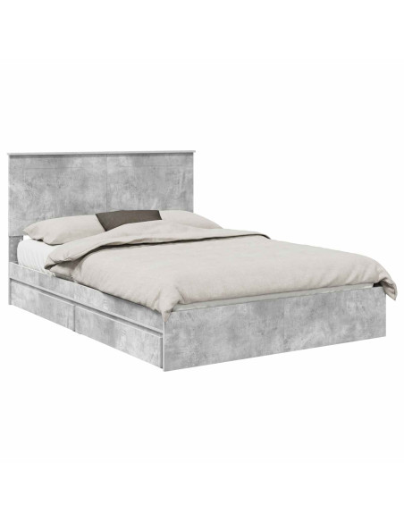 Letto con Contenitore con testiera Grigio cemento 150 x 200 cm