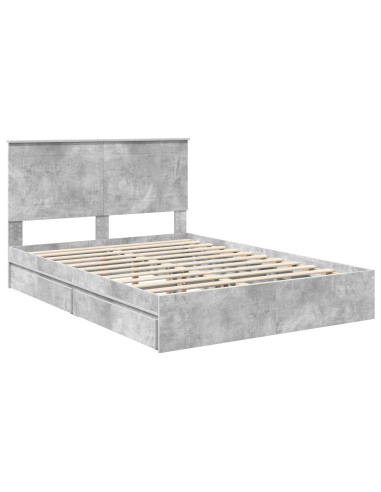 Letto con Contenitore con testiera Grigio cemento 150 x 200 cm
