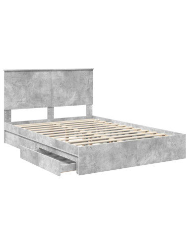 Letto con Contenitore con testiera Grigio cemento 150 x 200 cm