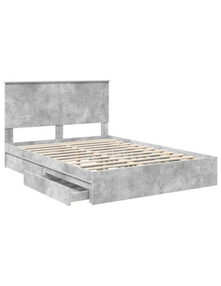Letto con Contenitore con testiera Grigio cemento 150 x 200 cm