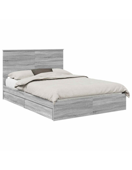 Letto con Contenitore con testiera Grigio Sonoma 140 x 200 cm