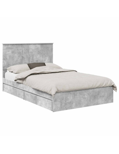 Letto con Contenitore con testiera Grigio cemento 135 x 190 cm