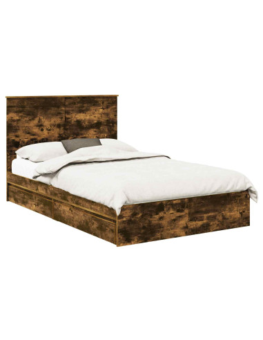 Letto con Contenitore con testiera Rovere fumé 135 x 190 cm