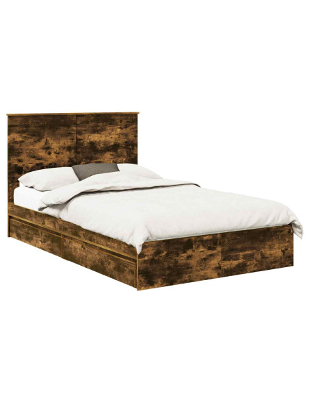 Letto con Contenitore con testiera Rovere fumé 135 x 190 cm