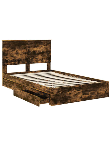 Letto con Contenitore con testiera Rovere fumé 135 x 190 cm