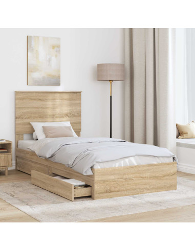Letto con Contenitore con testiera Rovere Sonoma 100 x 200 cm