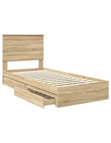 Letto con Contenitore con testiera Rovere Sonoma 100 x 200 cm