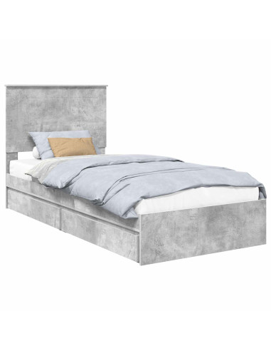 Letto con Contenitore con testiera Grigio cemento 100 x 200 cm