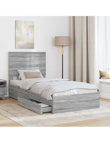 Letto con Contenitore con testiera Grigio Sonoma 100 x 200 cm