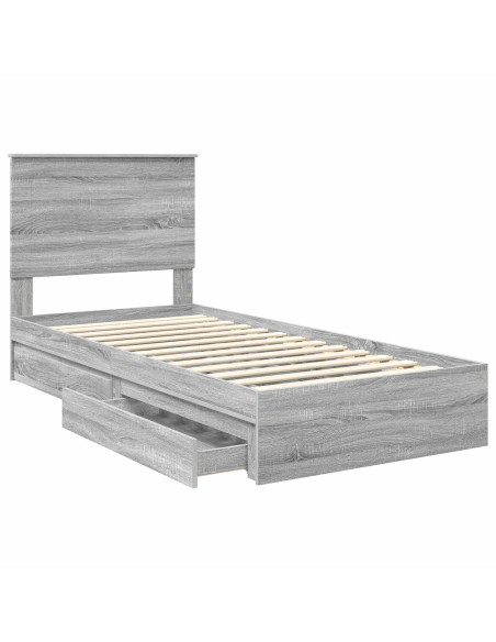 Letto con Contenitore con testiera Grigio Sonoma 100 x 200 cm