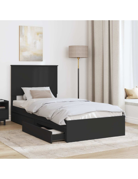 Letto con Contenitore Nero 90 x 190 cm Legno multistrato