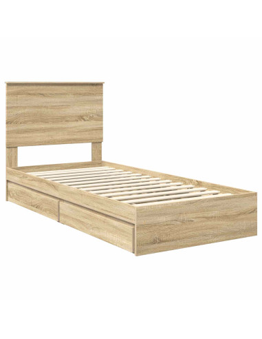 Letto con Contenitore con testiera Rovere Sonoma 90 x 190 cm