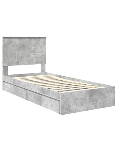 Letto con Contenitore con testiera Grigio cemento 90 x 190 cm