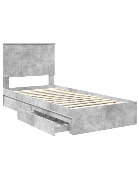 Letto con Contenitore con testiera Grigio cemento 90 x 190 cm