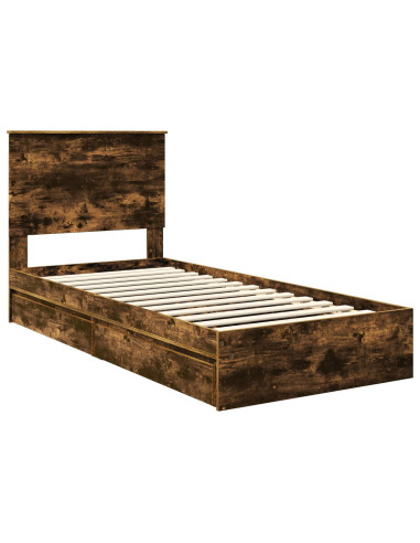 Letto con Contenitore Rovere fumé 90 x 190 cm Legno multistrato