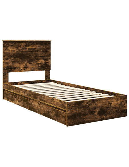 Letto con Contenitore Rovere fumé 90 x 190 cm Legno multistrato