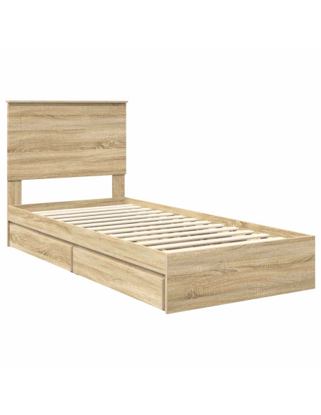 Letto con Contenitore con testiera Rovere Sonoma 90 x 200 cm