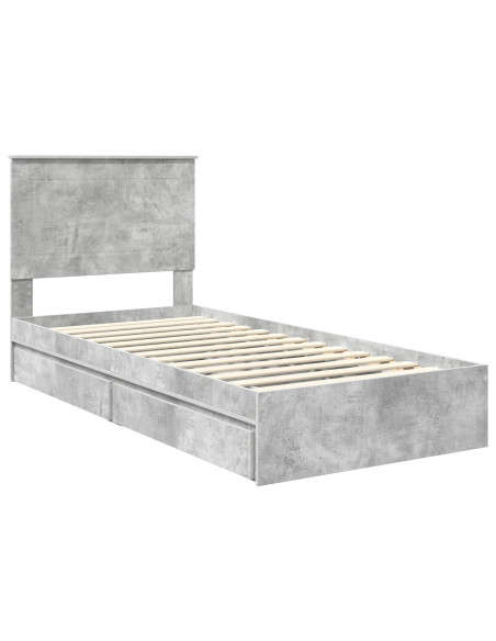 Letto con Contenitore con testiera Grigio cemento 90 x 200 cm