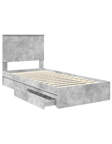 Letto con Contenitore con testiera Grigio cemento 90 x 200 cm