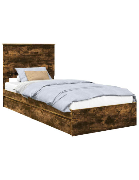 Letto con Contenitore Rovere fumé 90 x 200 cm Legno multistrato