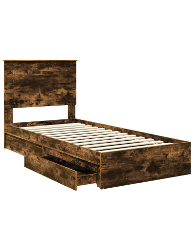 Letto con Contenitore Rovere fumé 90 x 200 cm Legno multistrato