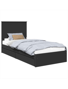 Letto con Contenitore Nero 75 x 190 cm Legno multistrato 2