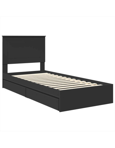 Letto con Contenitore Nero 75 x 190 cm Legno multistrato