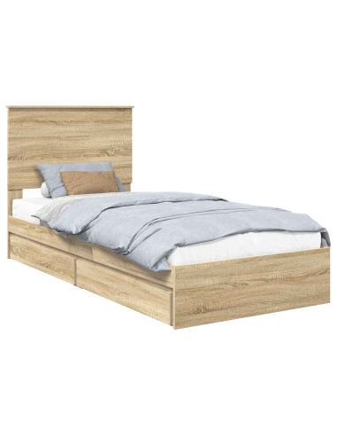 Letto con Contenitore con testiera Rovere Sonoma 75 x 190 cm