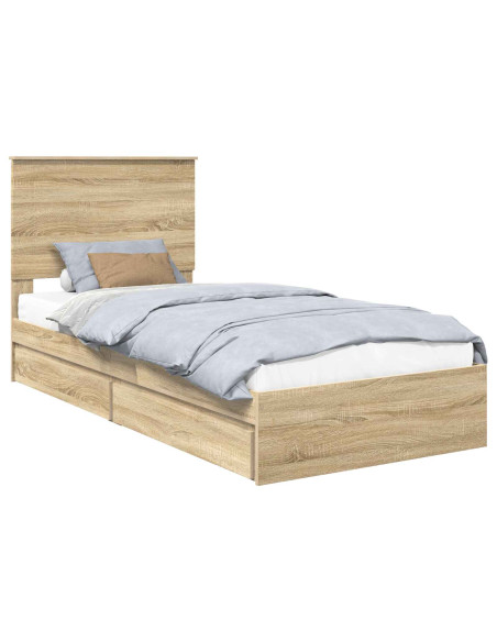Letto con Contenitore con testiera Rovere Sonoma 75 x 190 cm