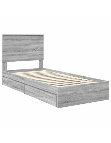 Letto con Contenitore con testiera Grigio Sonoma 75 x 190 cm