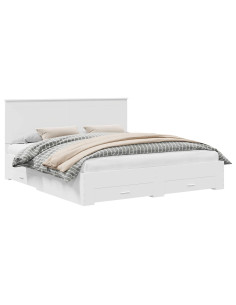 Struttura del letto Bianco 200 x 200 cm Legno multistrato 2