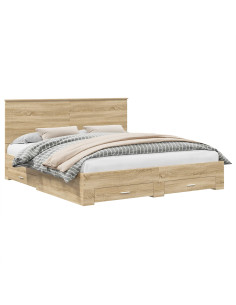 Struttura del letto con testiera Rovere Sonoma 200 x 200 cm 2