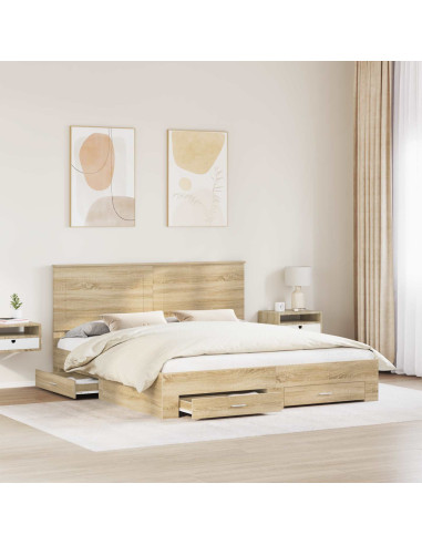 Struttura del letto con testiera Rovere Sonoma 200 x 200 cm