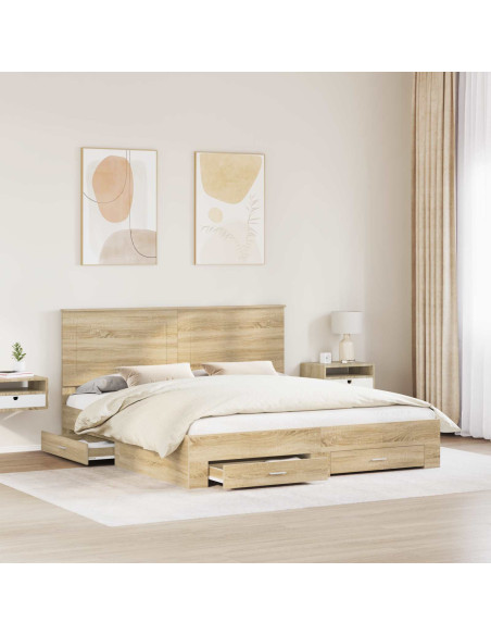 Struttura del letto con testiera Rovere Sonoma 200 x 200 cm