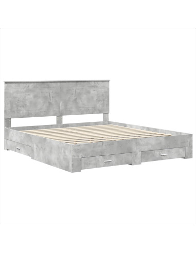Struttura del letto con testiera Grigio cemento 200 x 200 cm