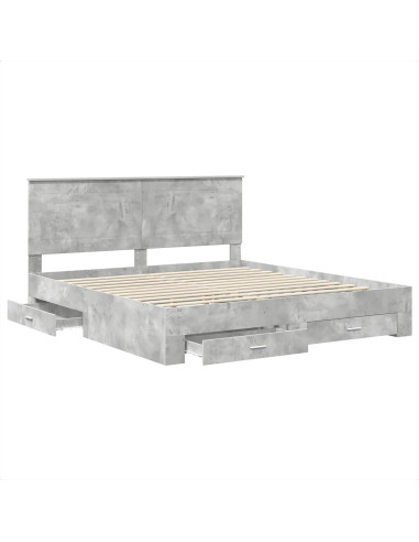 Struttura del letto con testiera Grigio cemento 200 x 200 cm