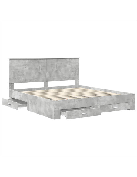 Struttura del letto con testiera Grigio cemento 200 x 200 cm