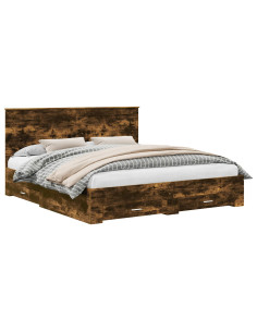 Struttura del letto Rovere fumé 200 x 200 cm Legno multistrato 2