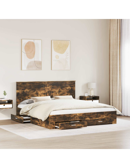 Struttura del letto Rovere fumé 200 x 200 cm Legno multistrato
