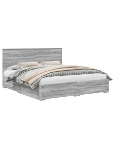 Struttura del letto con testiera Grigio Sonoma 200 x 200 cm 2
