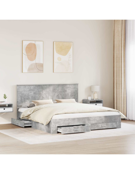 Struttura del letto con testiera Grigio cemento 180 x 200 cm