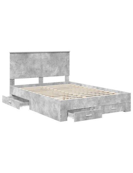 Struttura del letto con testiera Grigio cemento 160 x 200 cm