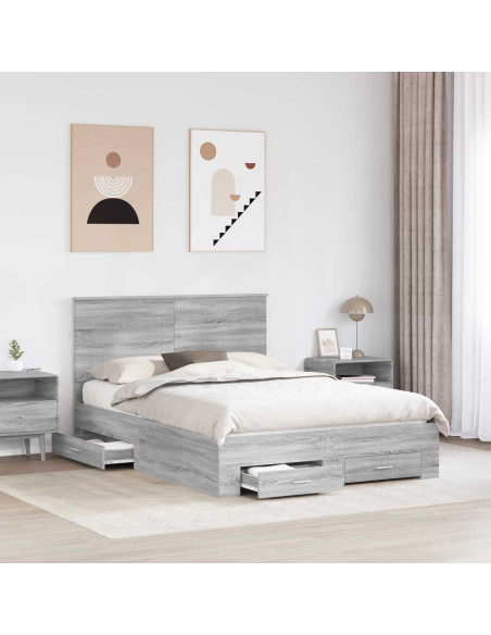 Struttura del letto con testiera Grigio Sonoma 160 x 200 cm